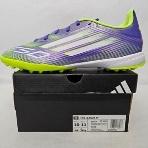 Adidas F50 League TF Soccer Cleats JH7724 Purple Rush Lucid Lemon Mens Size 10